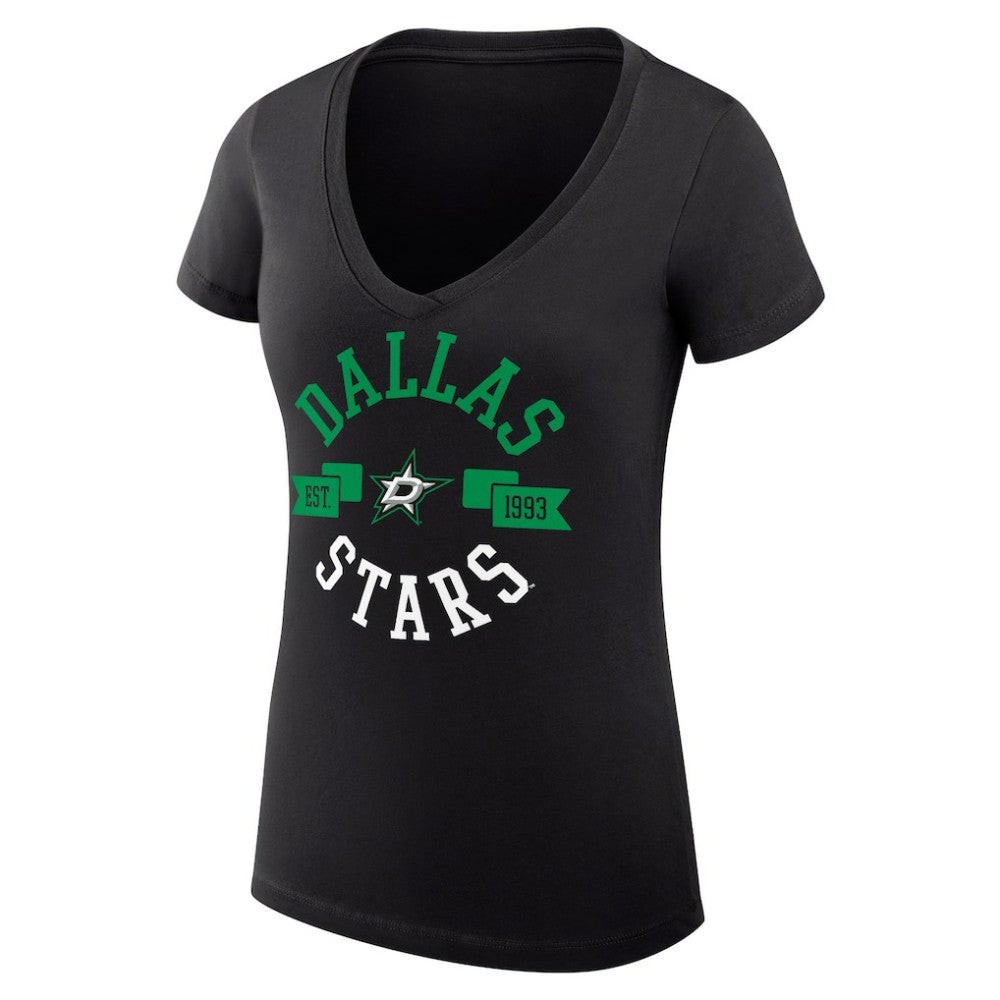 NHL Dallas Stars G-III 4Her by Carl Banks Women's Super-Slim Fit Lightweight City Graphic V-Neck T-Shirt