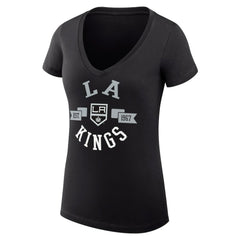 NHL Los Angeles Kings G-III 4Her by Carl Banks Women's Super-Slim Fit Lightweight City Graphic V-Neck T-Shirt