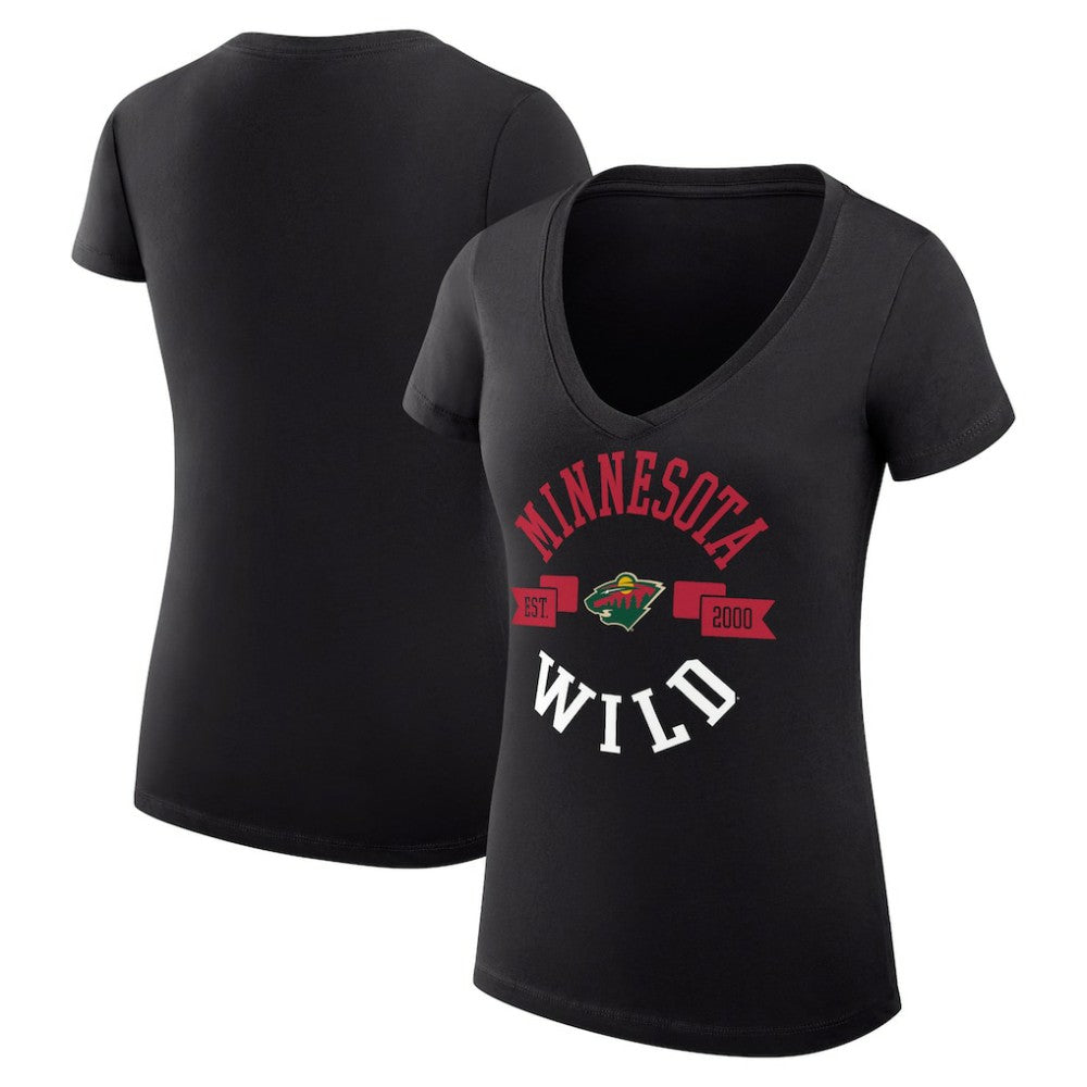 NHL Minnesota Wild G-III 4Her by Carl Banks Women's Super-Slim Fit Lightweight City Graphic V-Neck T-Shirt
