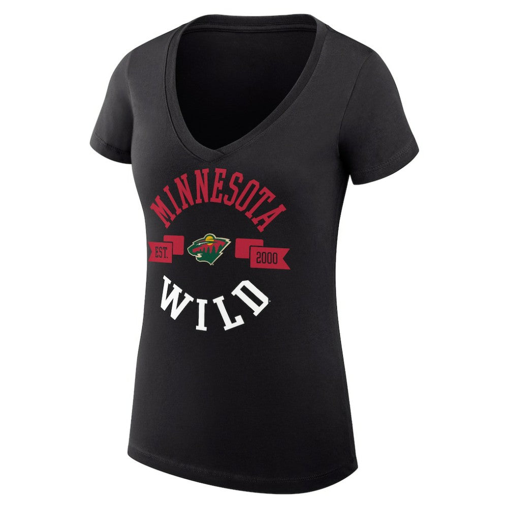NHL Minnesota Wild G-III 4Her by Carl Banks Women's Super-Slim Fit Lightweight City Graphic V-Neck T-Shirt