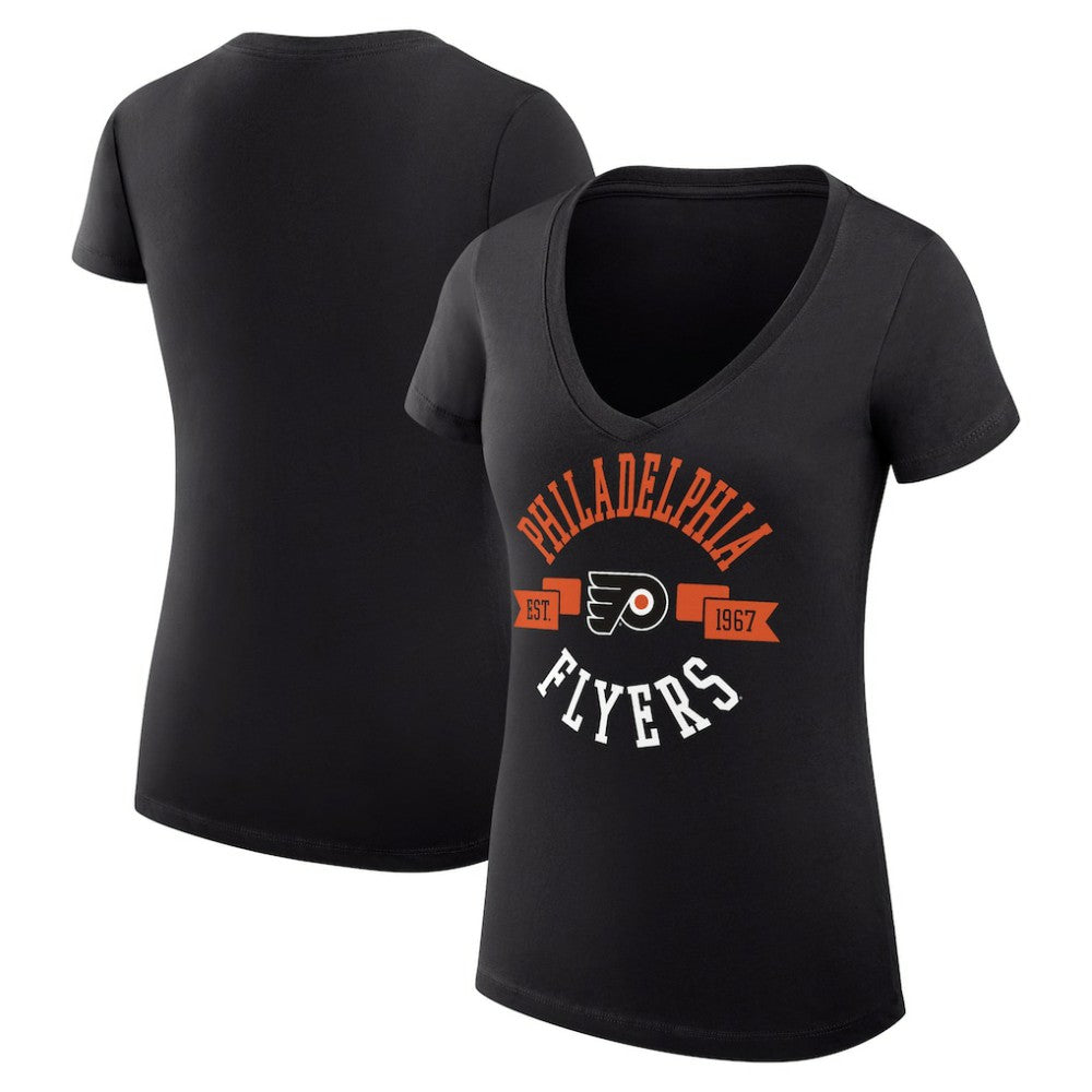 NHL Philadelphia Flyers G-III 4Her by Carl Banks Women's Super-Slim Fit Lightweight City Graphic V-Neck T-Shirt