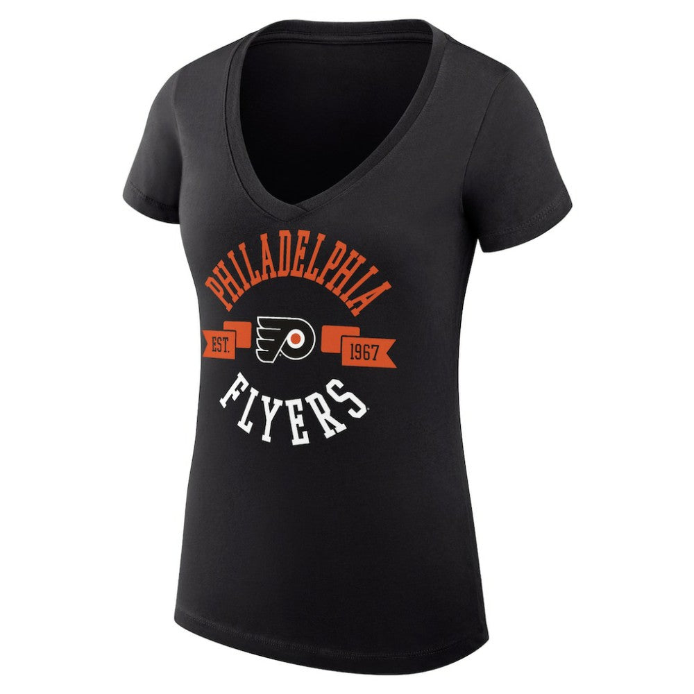 NHL Philadelphia Flyers G-III 4Her by Carl Banks Women's Super-Slim Fit Lightweight City Graphic V-Neck T-Shirt