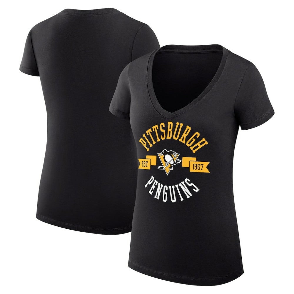 NHL Pittsburgh Penguins G-III 4Her by Carl Banks Women's Super-Slim Fit Lightweight City Graphic V-Neck T-Shirt