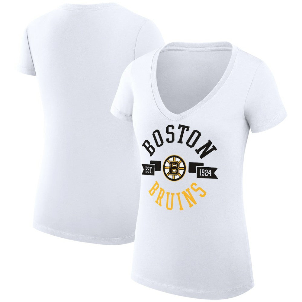 NHL Boston Bruins G-III 4Her by Carl Banks Women's Super-Slim Fit Lightweight City Graphic V-Neck T-Shirt