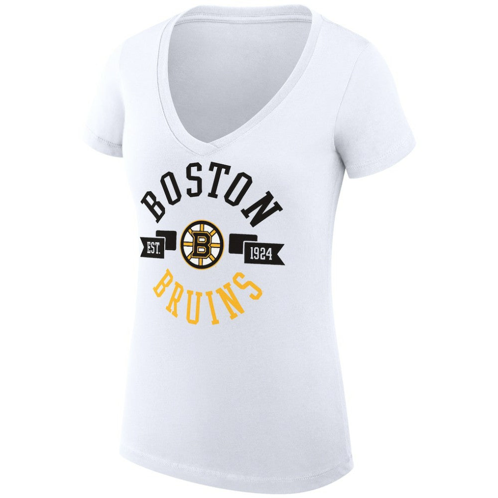 NHL Boston Bruins G-III 4Her by Carl Banks Women's Super-Slim Fit Lightweight City Graphic V-Neck T-Shirt