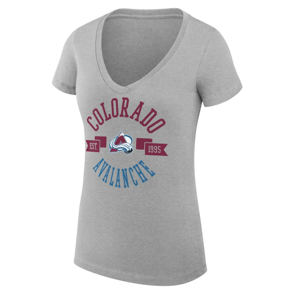 NHL Colorado Avalanche G-III 4Her by Carl Banks Women's Super-Slim Fit Lightweight City Graphic V-Neck T-Shirt