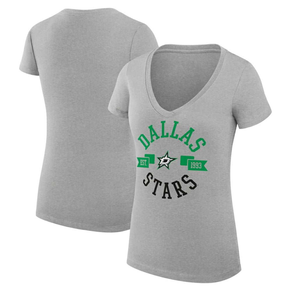 NHL Dallas Stars G-III 4Her by Carl Banks Women's Super-Slim Fit Lightweight City Graphic V-Neck T-Shirt