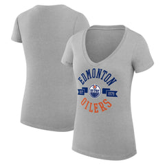 NHL Edmonton Oilers G-III 4Her by Carl Banks Women's Super-Slim Fit Lightweight City Graphic V-Neck T-Shirt