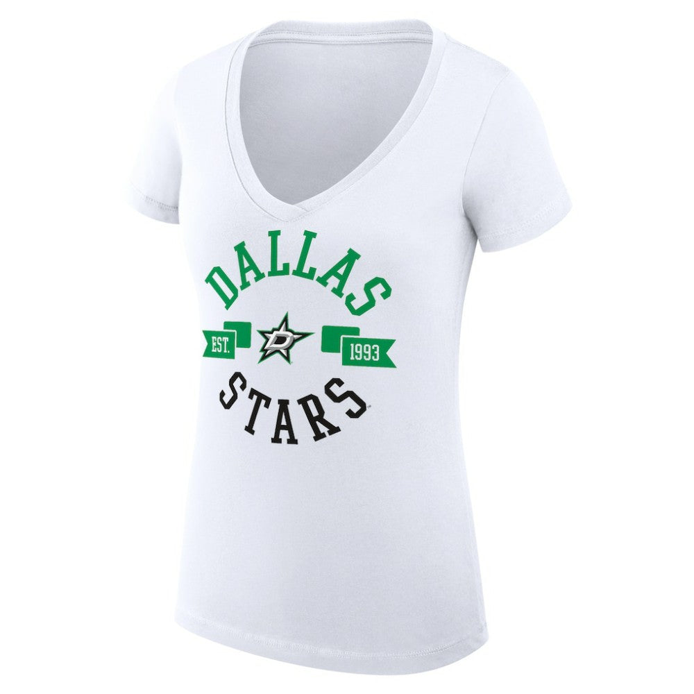 NHL Dallas Stars G-III 4Her by Carl Banks Women's Super-Slim Fit Lightweight City Graphic V-Neck T-Shirt
