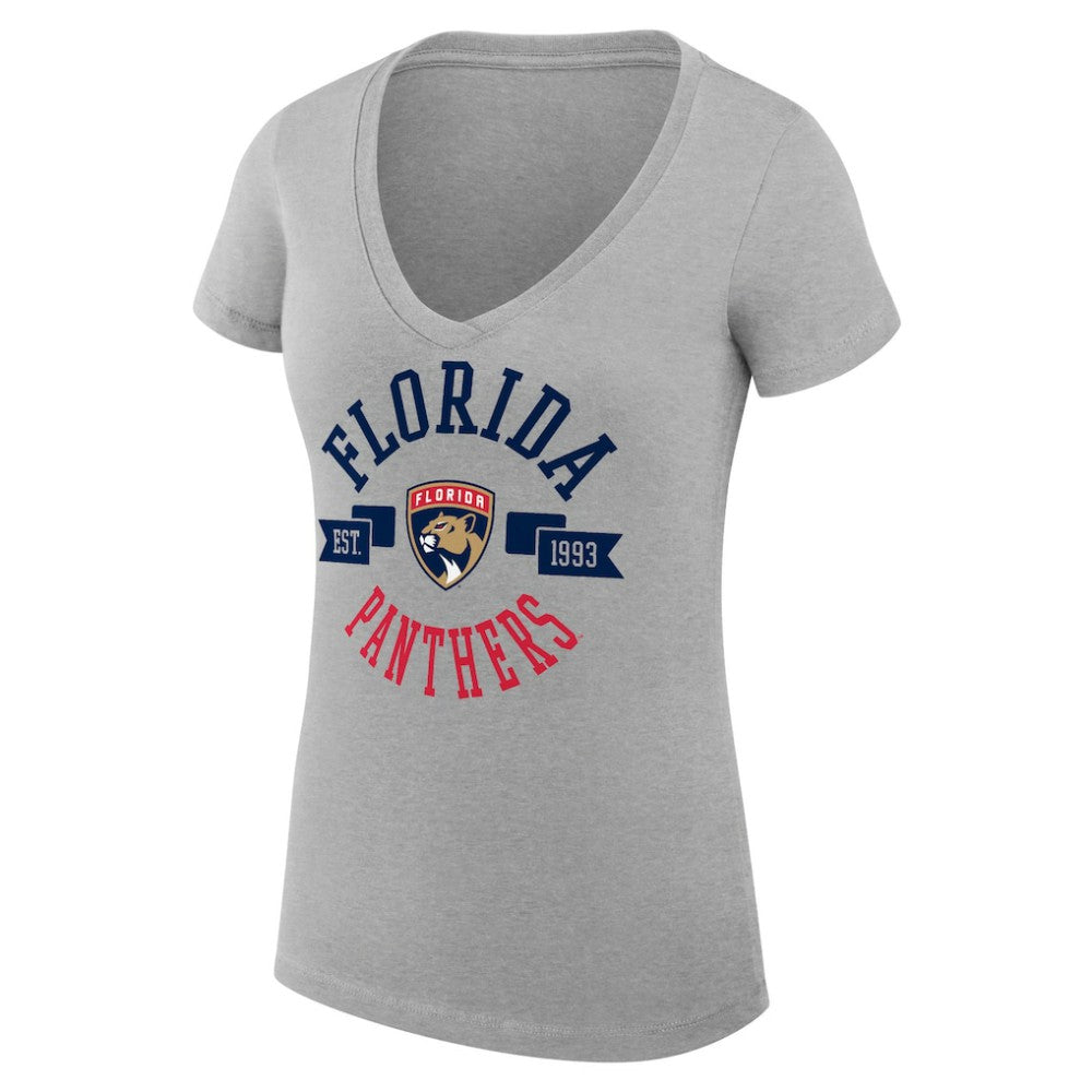 NHL Florida Panthers G-III 4Her by Carl Banks Women's Super-Slim Fit Lightweight City Graphic V-Neck T-Shirt