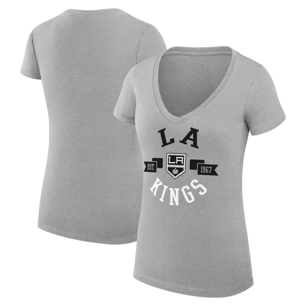 NHL Los Angeles Kings G-III 4Her by Carl Banks Women's Super-Slim Fit Lightweight City Graphic V-Neck T-Shirt