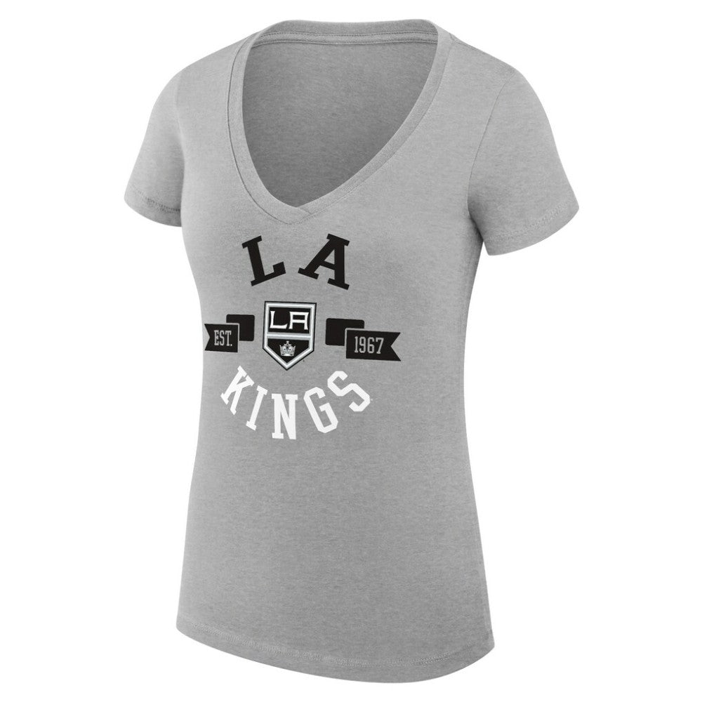 NHL Los Angeles Kings G-III 4Her by Carl Banks Women's Super-Slim Fit Lightweight City Graphic V-Neck T-Shirt