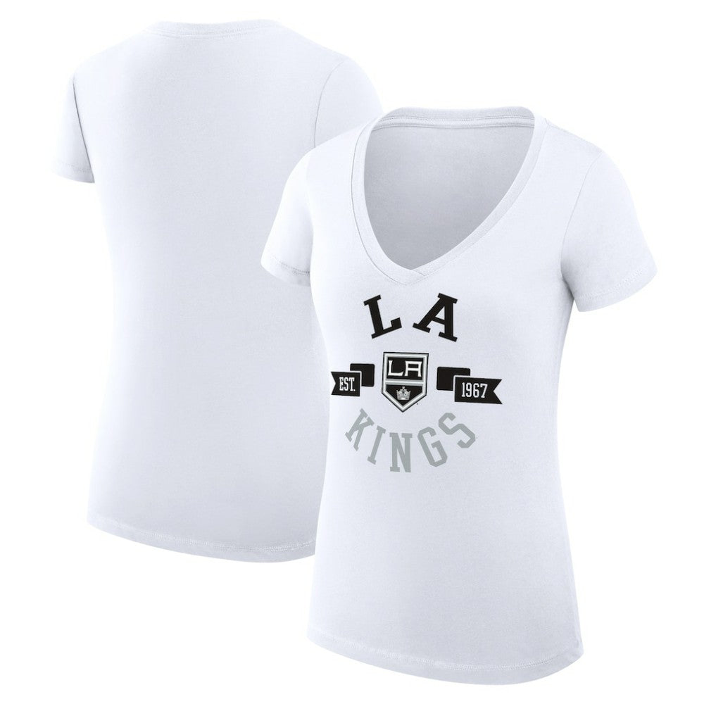 NHL Los Angeles Kings G-III 4Her by Carl Banks Women's Super-Slim Fit Lightweight City Graphic V-Neck T-Shirt