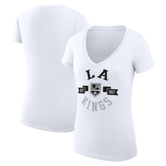 NHL Los Angeles Kings G-III 4Her by Carl Banks Women's Super-Slim Fit Lightweight City Graphic V-Neck T-Shirt