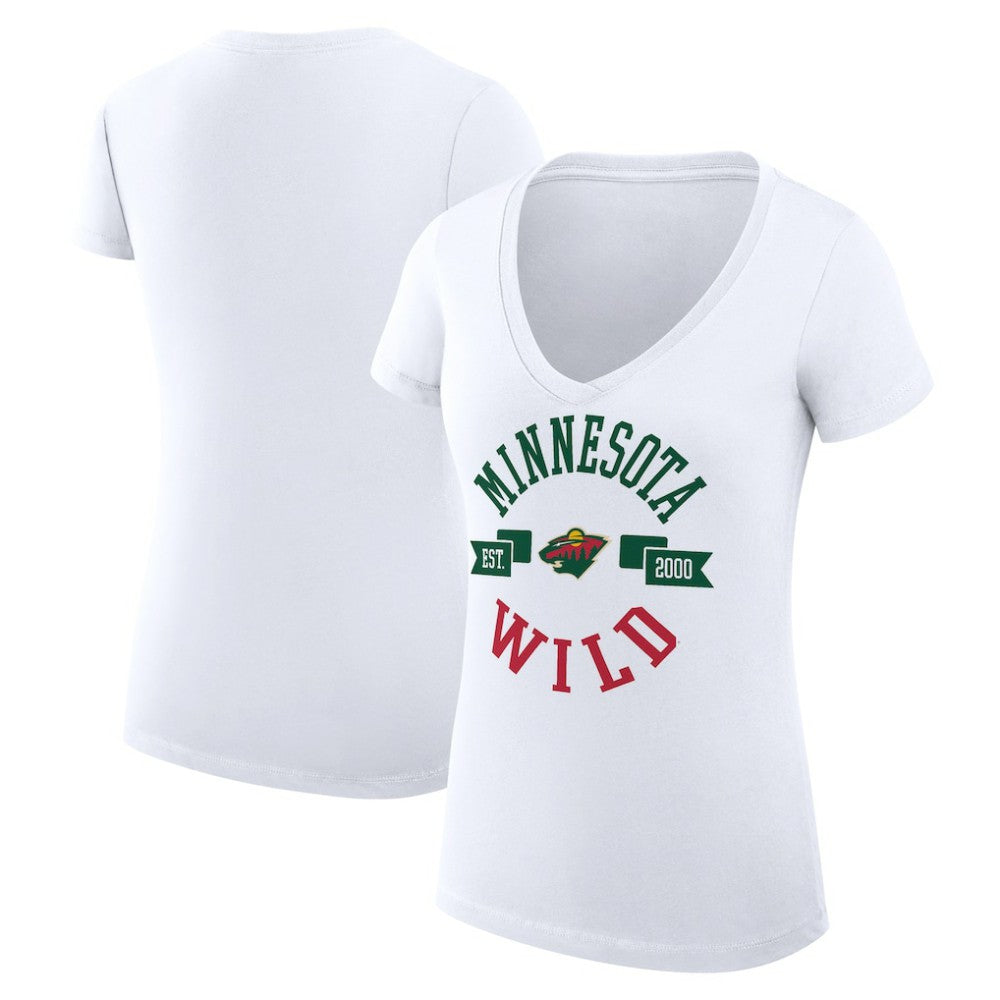 NHL Minnesota Wild G-III 4Her by Carl Banks Women's Super-Slim Fit Lightweight City Graphic V-Neck T-Shirt
