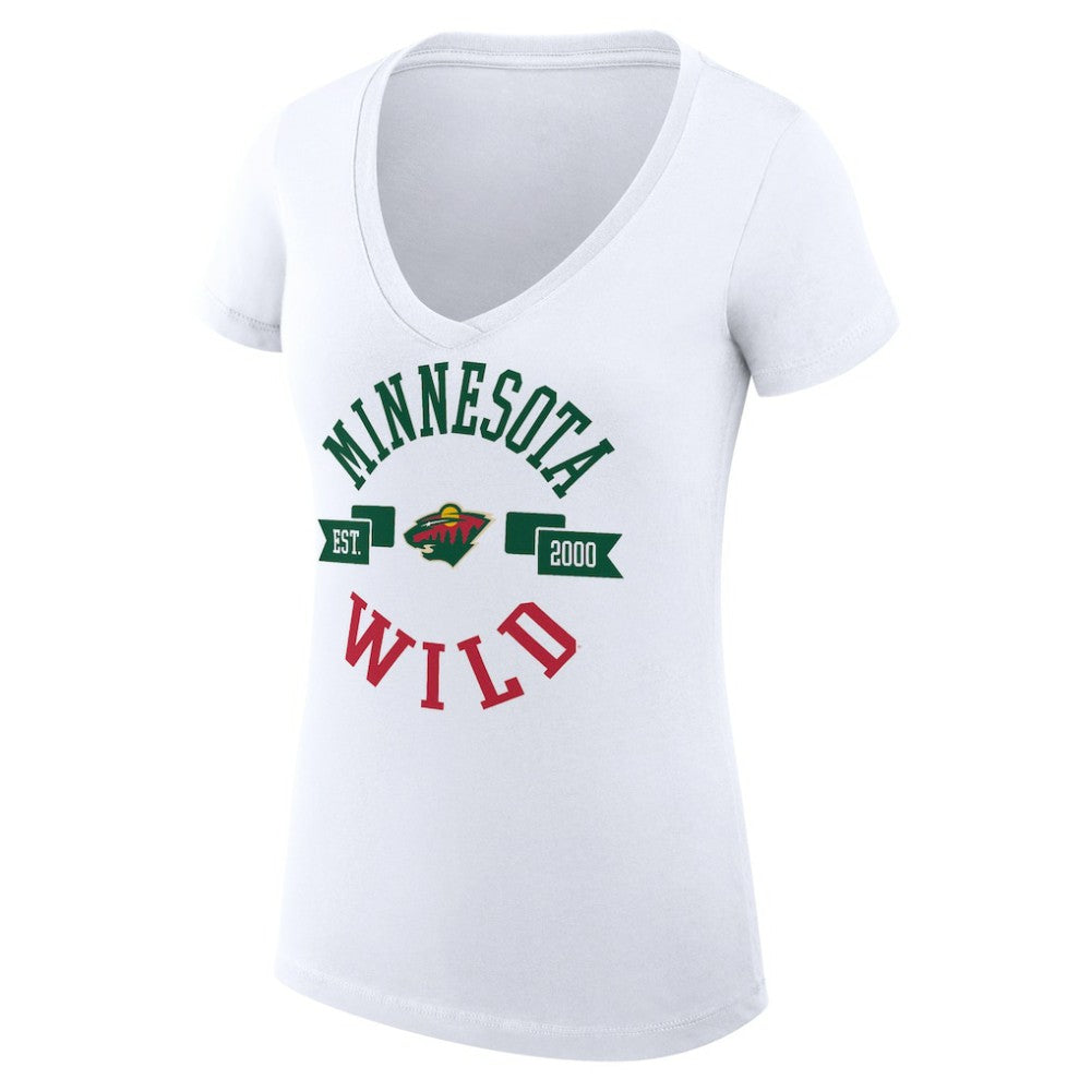 NHL Minnesota Wild G-III 4Her by Carl Banks Women's Super-Slim Fit Lightweight City Graphic V-Neck T-Shirt