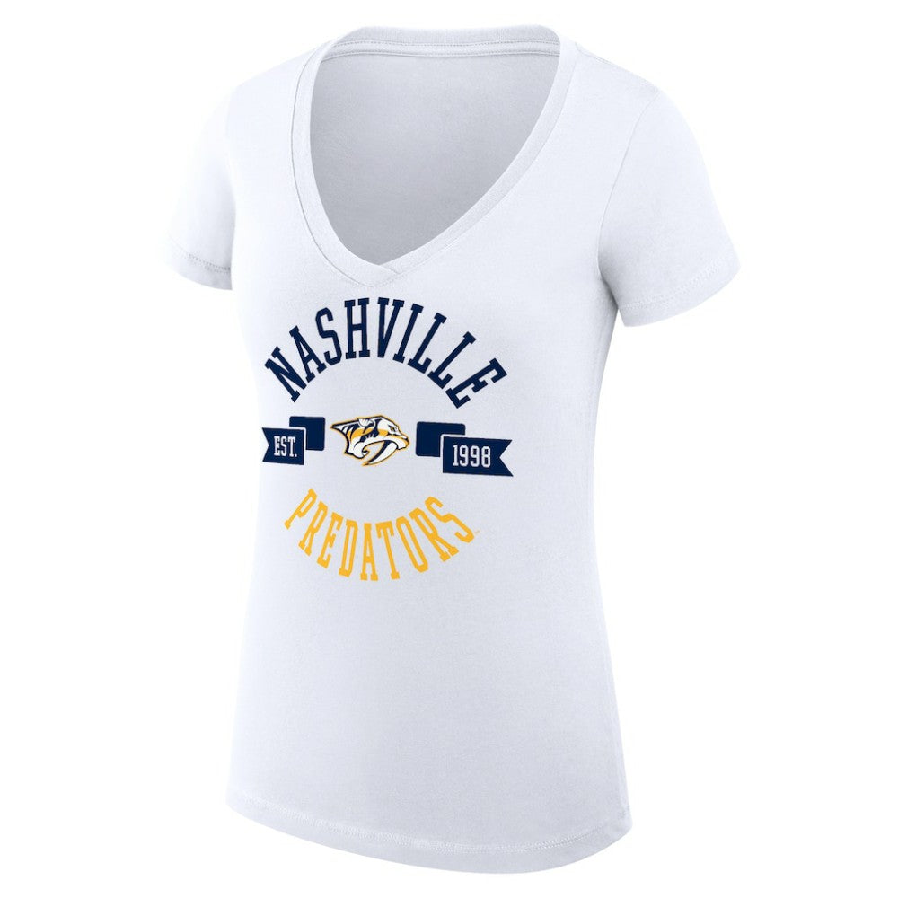 NHL Nashville Predators G-III 4Her by Carl Banks Women's Super-Slim Fit Lightweight City Graphic V-Neck T-Shirt