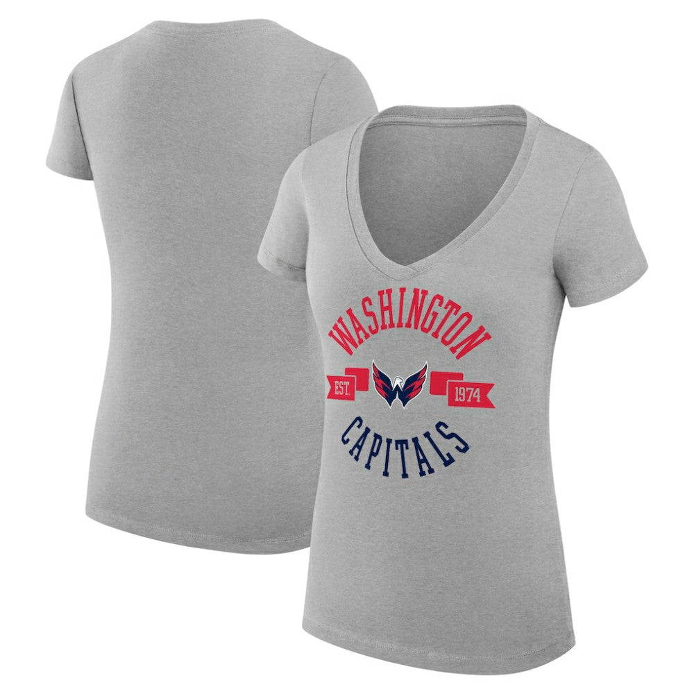 NHL Washington Capitals G-III 4Her by Carl Banks Women's Super-Slim Fit Lightweight City Graphic V-Neck T-Shirt