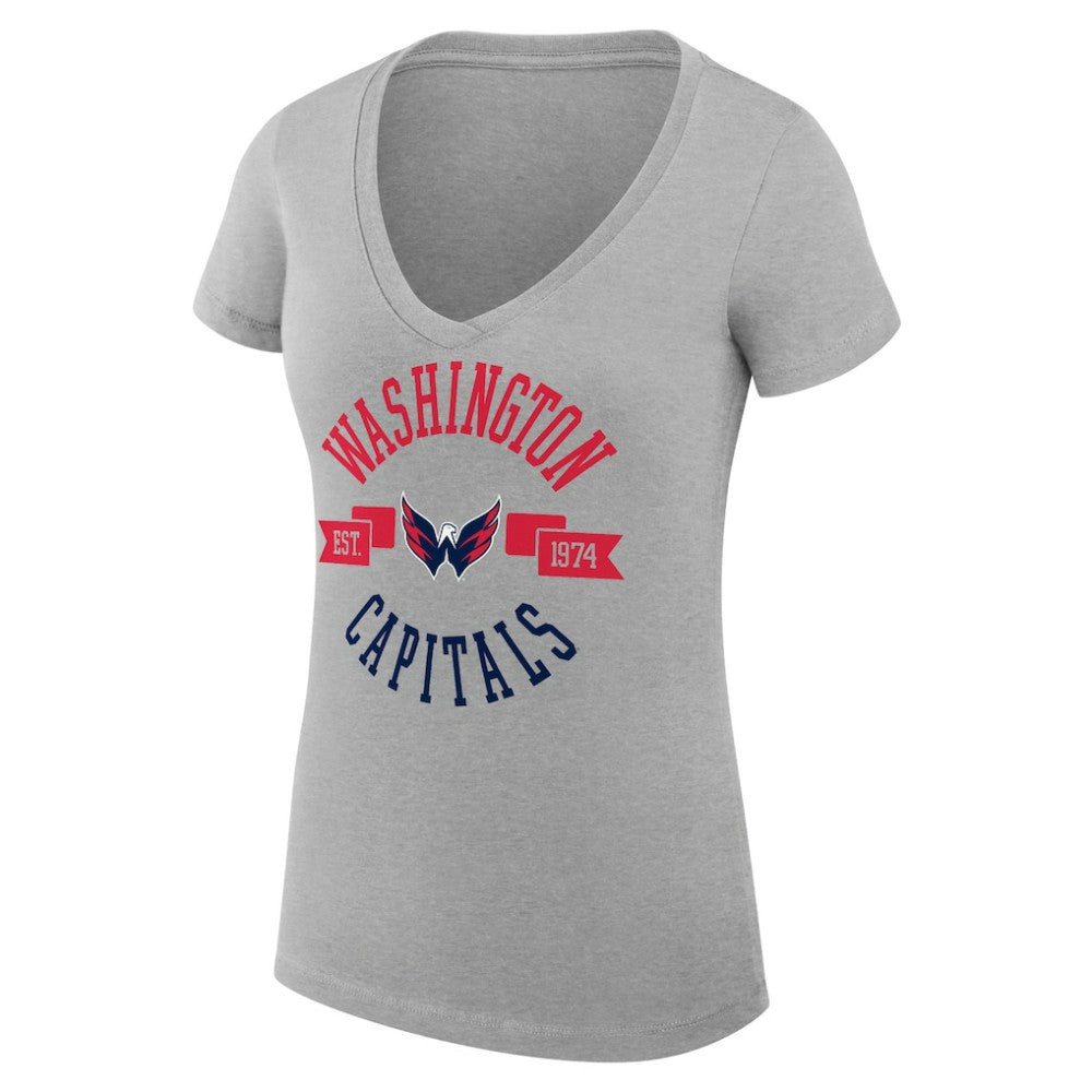 NHL Washington Capitals G-III 4Her by Carl Banks Women's Super-Slim Fit Lightweight City Graphic V-Neck T-Shirt