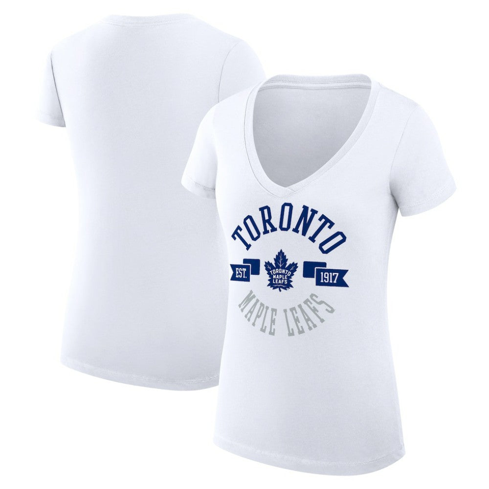 NHL Toronto Maple Leafs G-III 4Her by Carl Banks Women's Super-Slim Fit Lightweight City Graphic V-Neck T-Shirt
