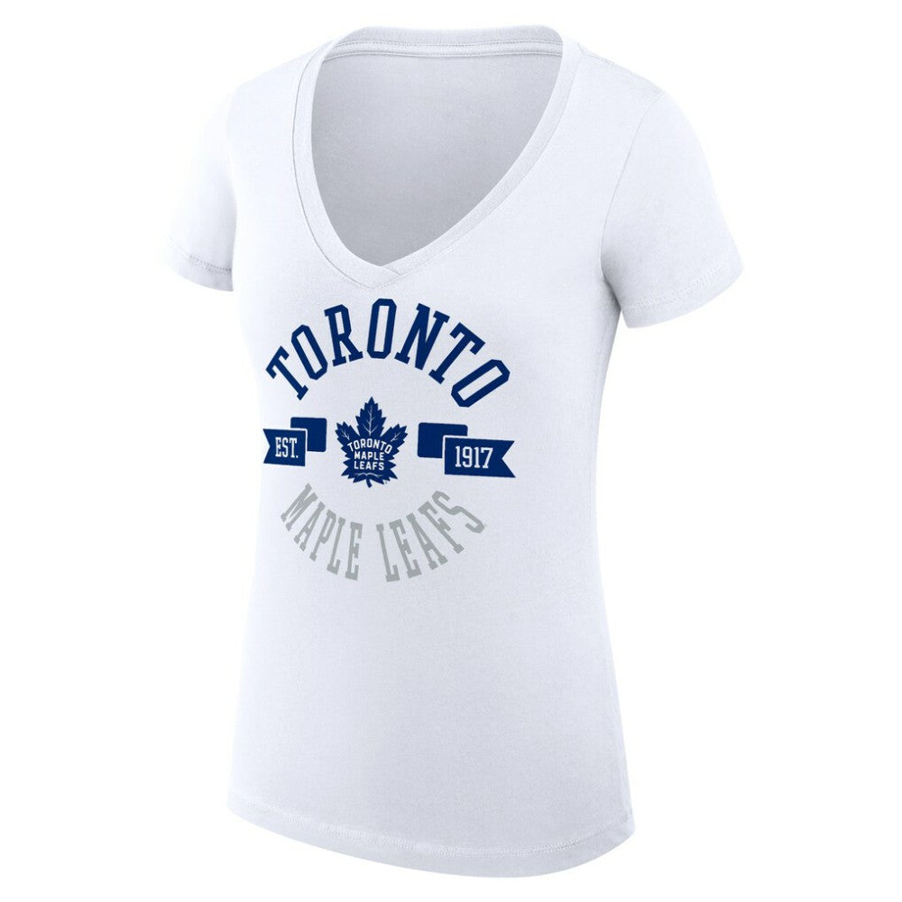 NHL Toronto Maple Leafs G-III 4Her by Carl Banks Women's Super-Slim Fit Lightweight City Graphic V-Neck T-Shirt