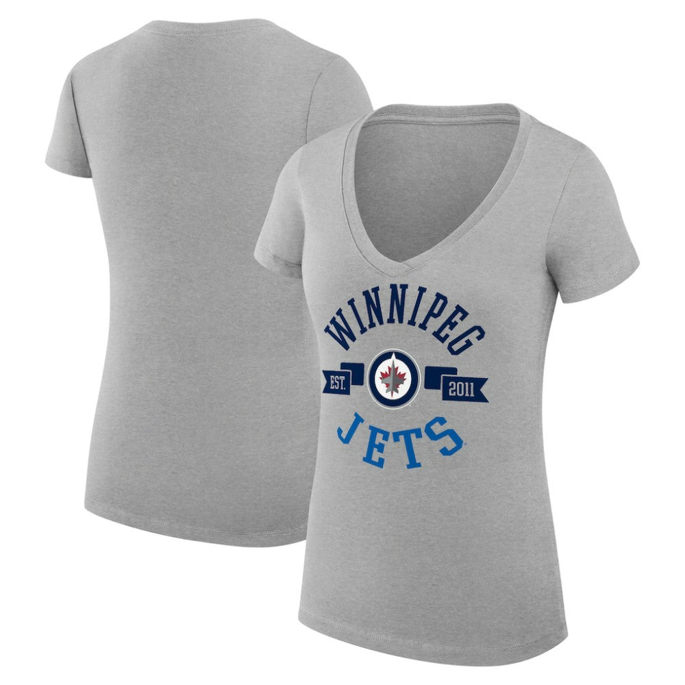 NHL Winnipeg Jets G-III 4Her by Carl Banks Women's Super-Slim Fit Lightweight City Graphic V-Neck T-Shirt