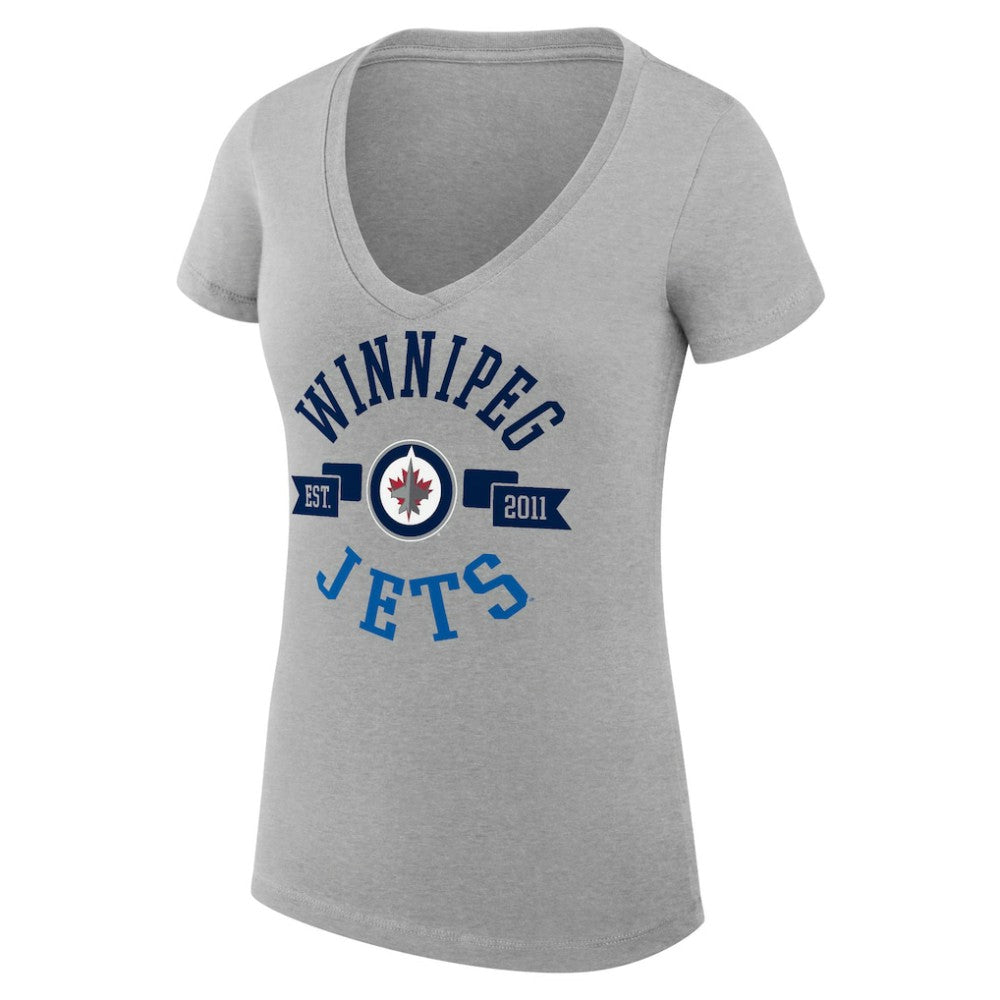 NHL Winnipeg Jets G-III 4Her by Carl Banks Women's Super-Slim Fit Lightweight City Graphic V-Neck T-Shirt
