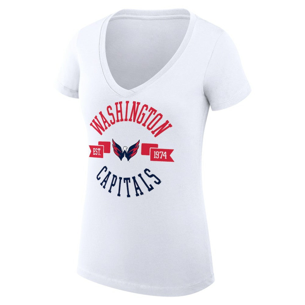 NHL Washington Capitals G-III 4Her by Carl Banks Women's Super-Slim Fit Lightweight City Graphic V-Neck T-Shirt