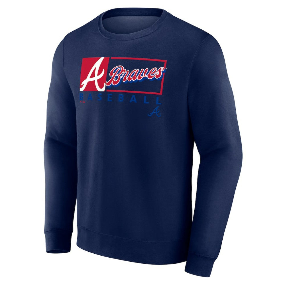 Navy Atlanta Braves Fanatics Focus Fleece Pullover Sweatshirt