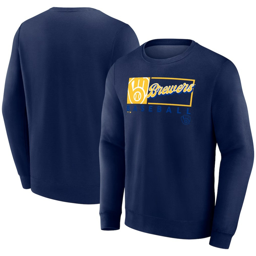Navy Milwaukee Brewers Fanatics Focus Fleece Pullover Sweatshirt