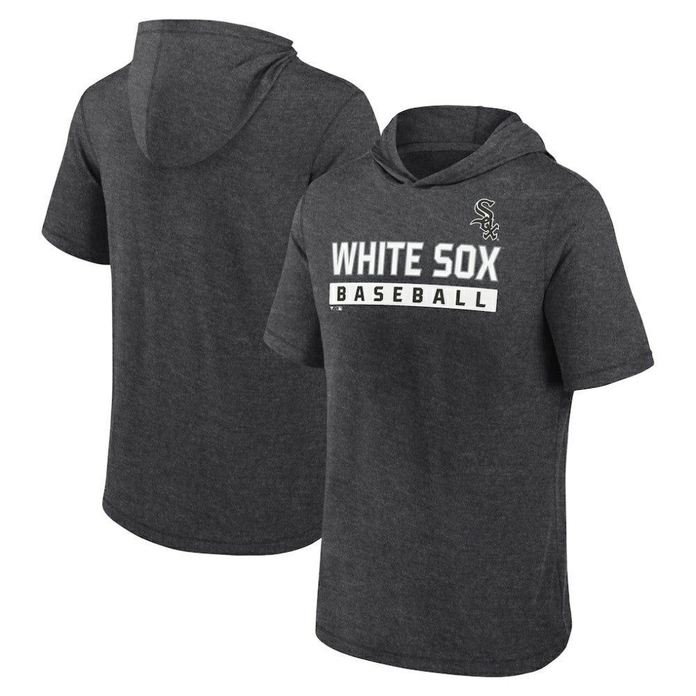Heather Charcoal Chicago White Sox Fanatics Push Short Sleeve Pullover Hoodie