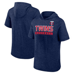 Heather Navy Minnesota Twins Fanatics Push Short Sleeve Pullover Hoodie