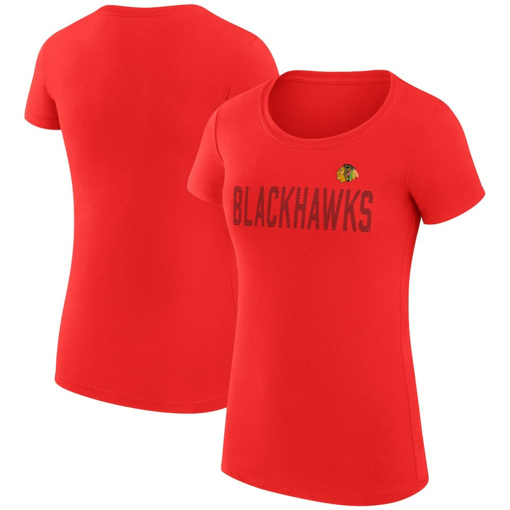 NHL Chicago Blackhawks G-III 4Her by Carl Banks Women's Super-Slim Fit Lightweight Dot Print Team T-Shirt