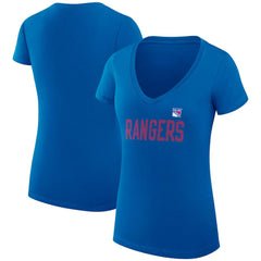 NHL New York Rangers G-III 4Her by Carl Banks Women's Super-Slim Fit Lightweight Dot Print Team V-Neck T-Shirt