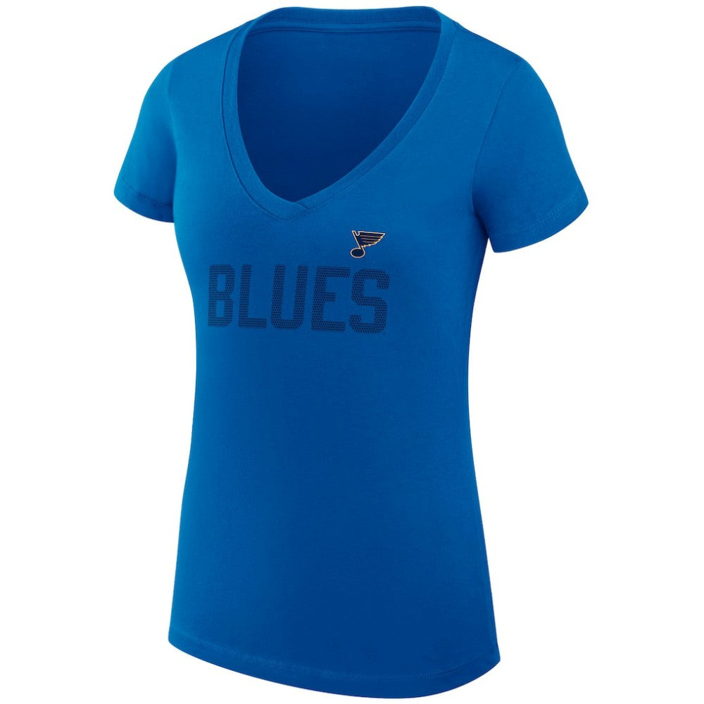 NHL St. Louis Blues G-III 4Her by Carl Banks Women's Super-Slim Fit Lightweight Dot Print Team V-Neck T-Shirt