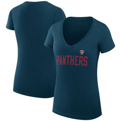 NHL Florida Panthers G-III 4Her by Carl Banks Women's Super-Slim Fit Lightweight Dot Print Team V-Neck T-Shirt