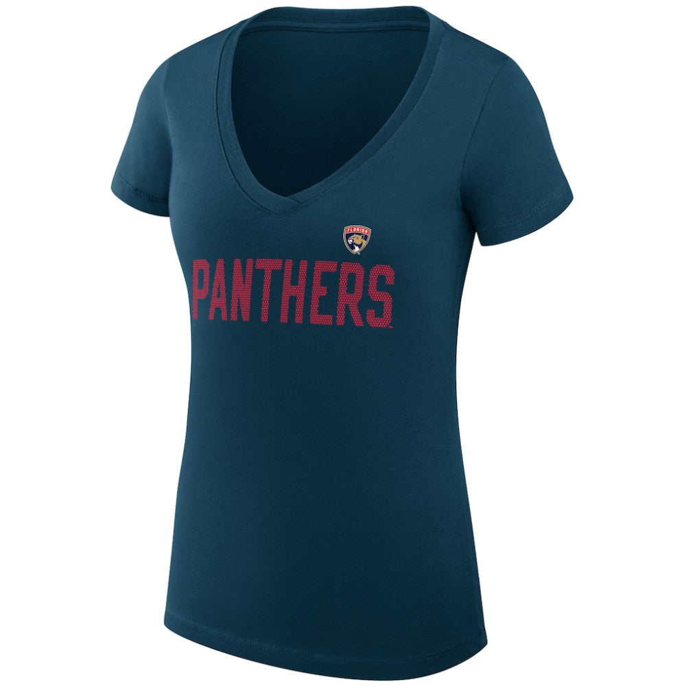 NHL Florida Panthers G-III 4Her by Carl Banks Women's Super-Slim Fit Lightweight Dot Print Team V-Neck T-Shirt