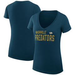 NHL Nashville Predators G-III 4Her by Carl Banks Women's Super-Slim Fit Lightweight Dot Print Team V-Neck T-Shirt