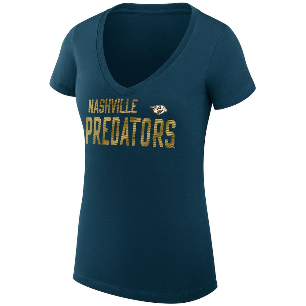 NHL Nashville Predators G-III 4Her by Carl Banks Women's Super-Slim Fit Lightweight Dot Print Team V-Neck T-Shirt