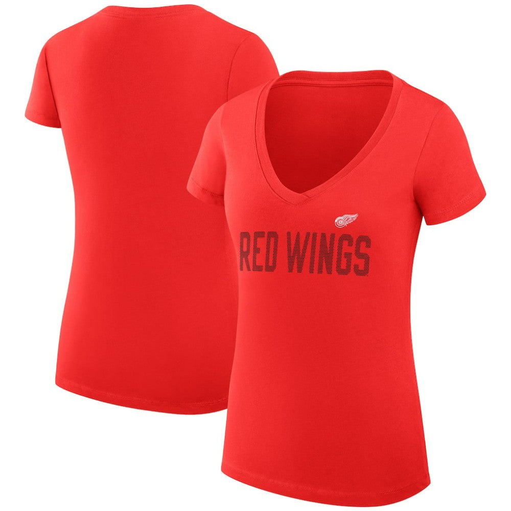 NHL Detroit Red Wings G-III 4Her by Carl Banks Women's Super-Slim Fit Lightweight Dot Print Team V-Neck T-Shirt