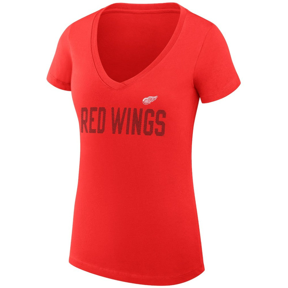 NHL Detroit Red Wings G-III 4Her by Carl Banks Women's Super-Slim Fit Lightweight Dot Print Team V-Neck T-Shirt