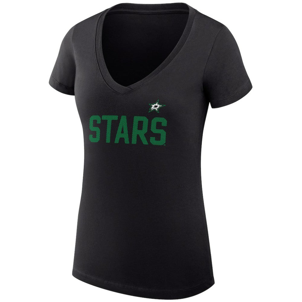NHL Dallas Stars G-III 4Her by Carl Banks Women's Super-Slim Fit Lightweight Dot Print Team V-Neck T-Shirt