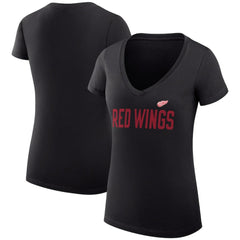 NHL Detroit Red Wings G-III 4Her by Carl Banks Women's Super-Slim Fit Lightweight Dot Print Team V-Neck T-Shirt