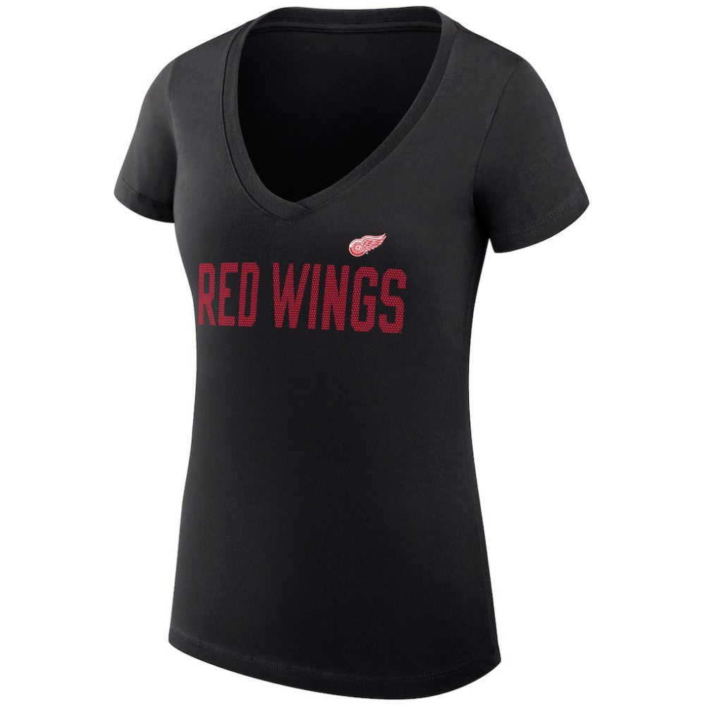 NHL Detroit Red Wings G-III 4Her by Carl Banks Women's Super-Slim Fit Lightweight Dot Print Team V-Neck T-Shirt