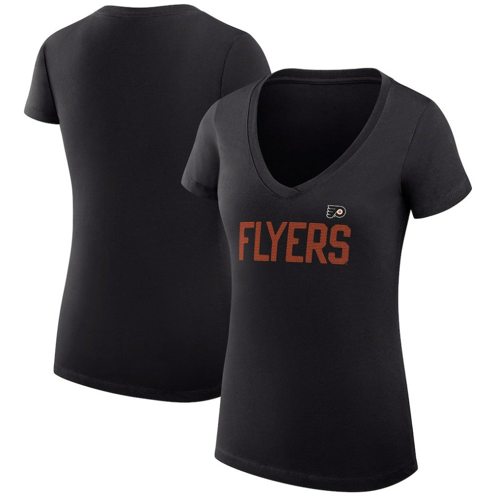 NHL Philadelphia Flyers G-III 4Her by Carl Banks Women's Super-Slim Fit Lightweight Dot Print Team V-Neck T-Shirt