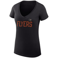 NHL Philadelphia Flyers G-III 4Her by Carl Banks Women's Super-Slim Fit Lightweight Dot Print Team V-Neck T-Shirt