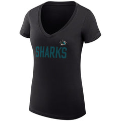 NHL San Jose Sharks G-III 4Her by Carl Banks Women's Super-Slim Fit Lightweight Dot Print Team V-Neck T-Shirt