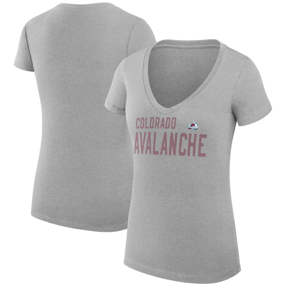NHL Colorado Avalanche G-III 4Her by Carl Banks Women's Super-Slim Fit Lightweight Dot Print Team V-Neck T-Shirt