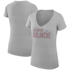 NHL Colorado Avalanche G-III 4Her by Carl Banks Women's Super-Slim Fit Lightweight Dot Print Team V-Neck T-Shirt