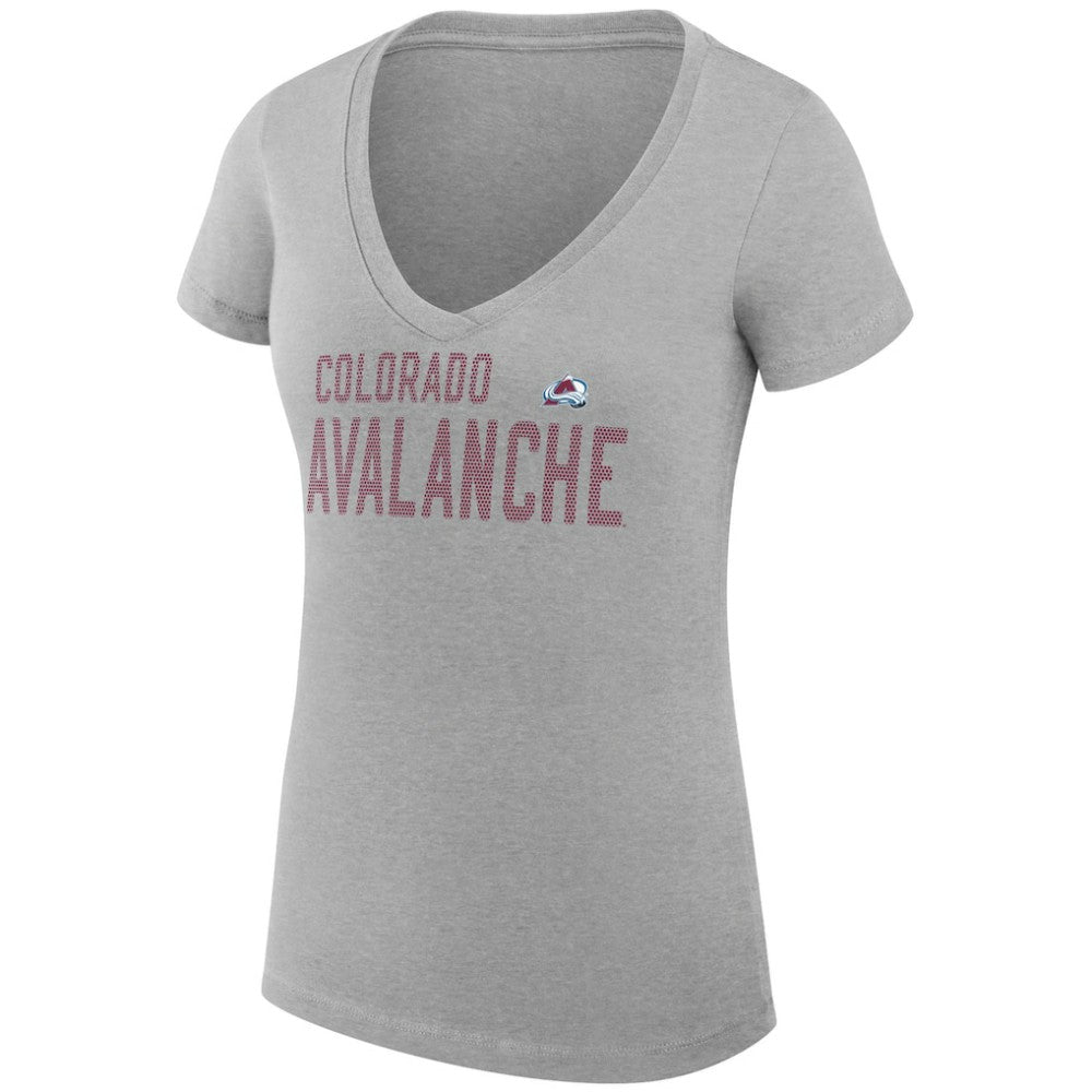 NHL Colorado Avalanche G-III 4Her by Carl Banks Women's Super-Slim Fit Lightweight Dot Print Team V-Neck T-Shirt